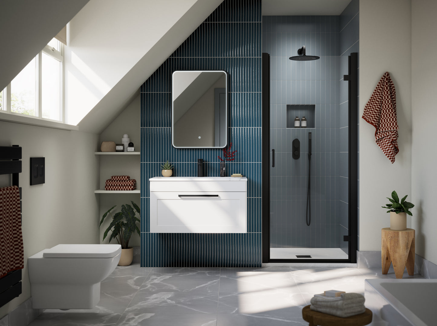 NUIE 600mm Wall Hung 1-Drawer Unit & Stone Basin 1TH