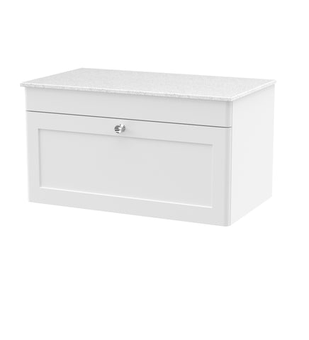NUIE 800mm Wall Hung Single Drawer Vanity with Marble Top