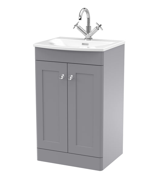 NUIE 500mm Floor Standing 2-Door Unit & Curved Basin