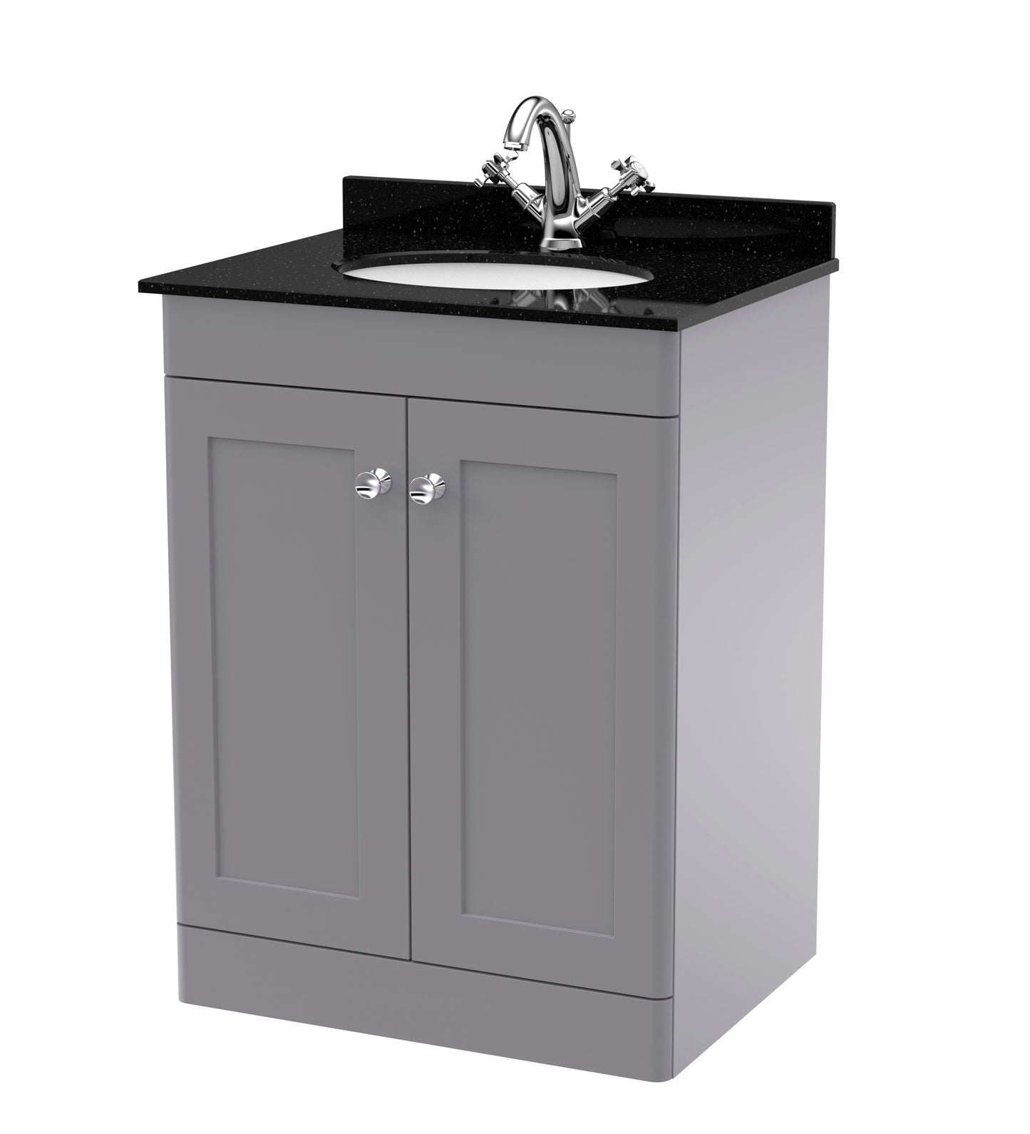 NUIE 600mm Floor Standing 2 Door Vanity & Marble Top 1TH