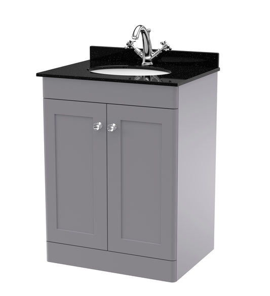 NUIE 600mm Floor Standing 2 Door Vanity & Marble Top 1TH