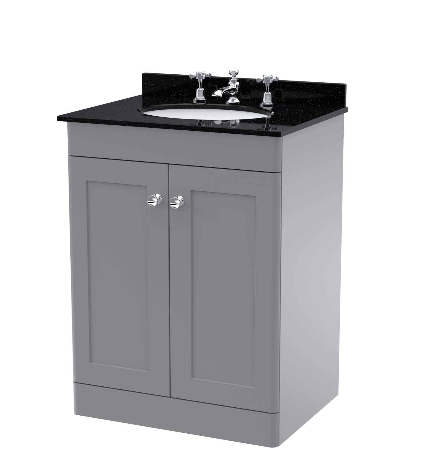 NUIE 600mm Floor Standing 2 Door Vanity & Marble Top 3TH