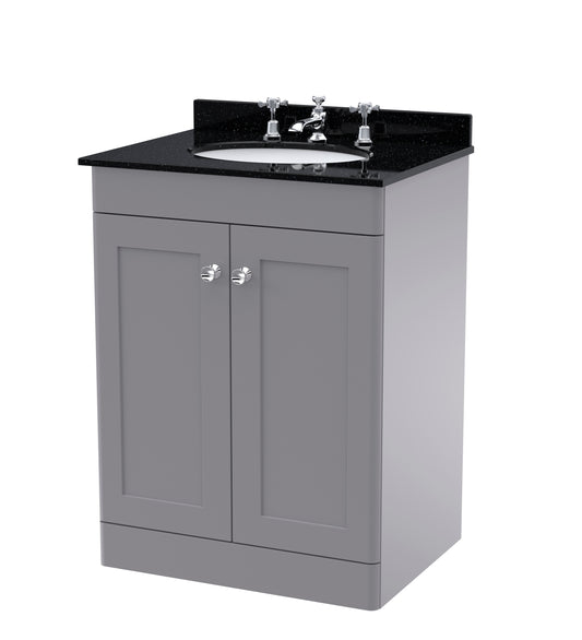NUIE 600mm Floor Standing 2 Door Vanity & Marble Top 3TH