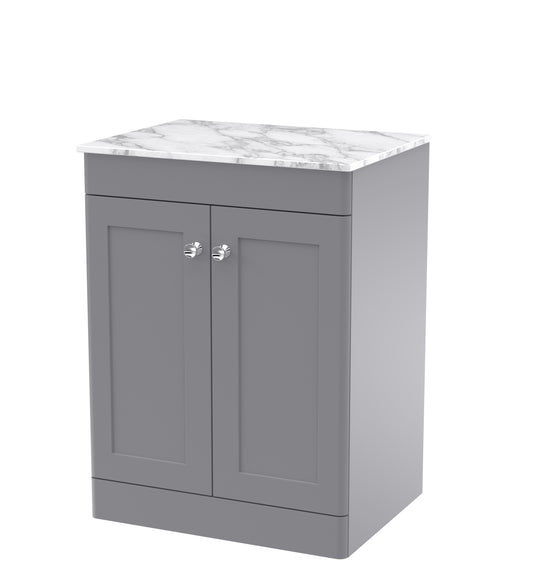 NUIE 600mm Floor Standing 2-Door Vanity with Marble Top
