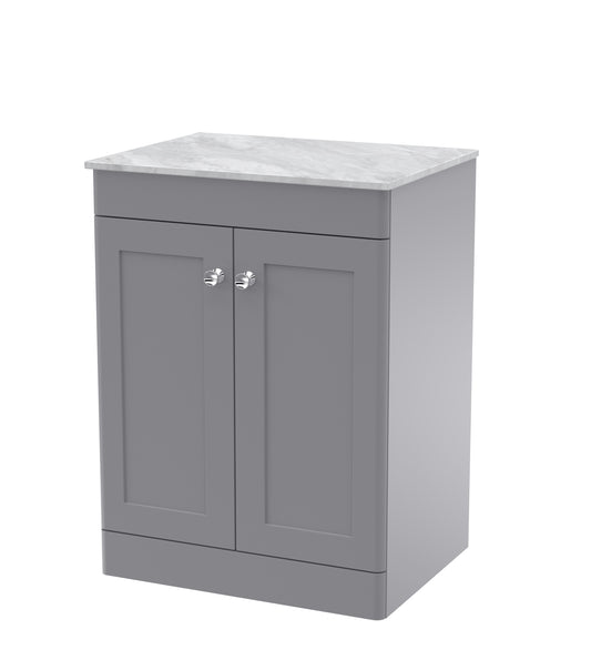 NUIE 600mm Floor Standing 2-Door Vanity with Marble Top