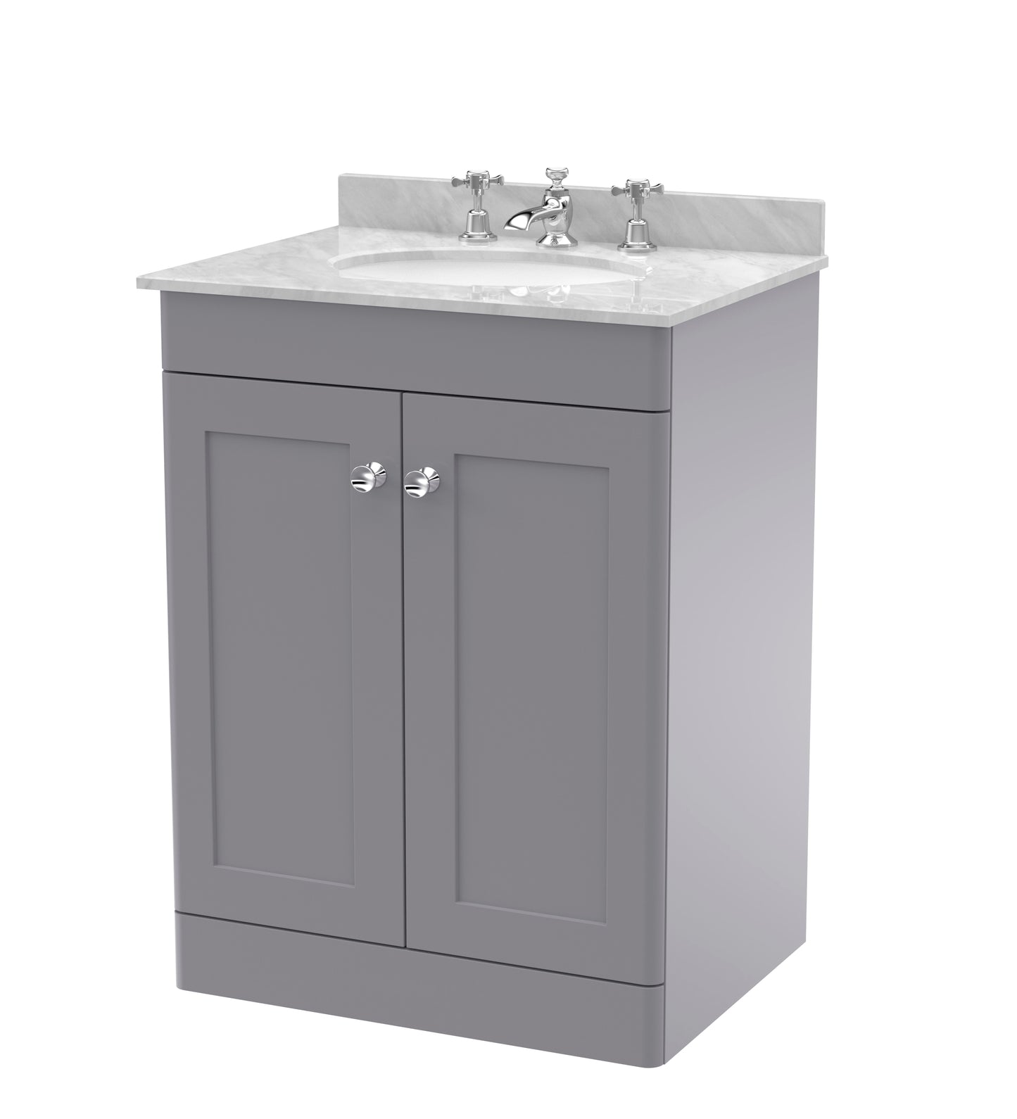 NUIE 600mm Floor Standing 2 Door Vanity & Marble Top 3TH