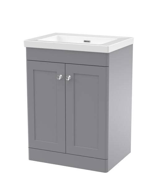 NUIE 600mm Floor Standing 2-Door Vanity with Basin - 0 Tap Hole
