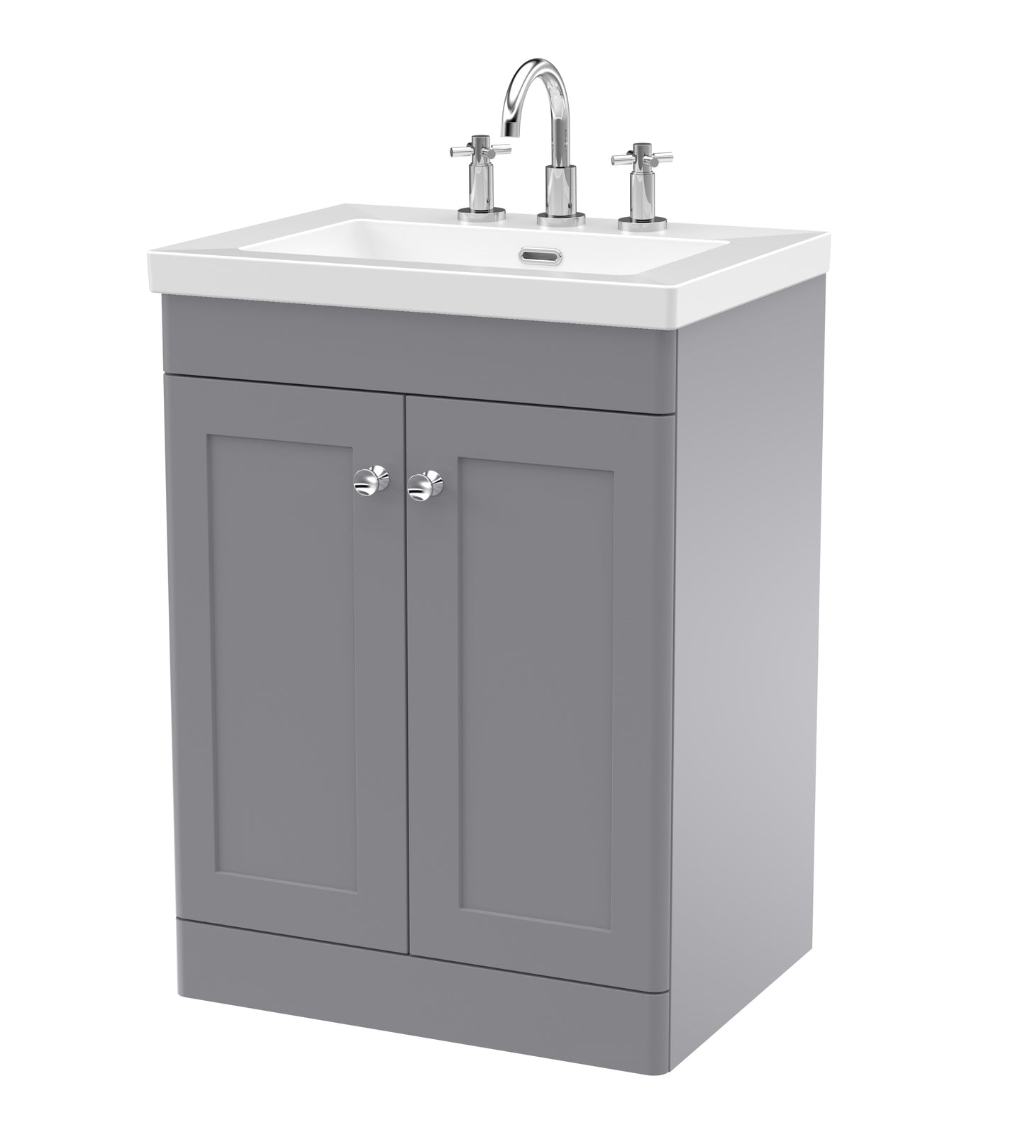 NUIE 600mm Floor Standing 2-Door Vanity with Basin - 3 Tap Hole