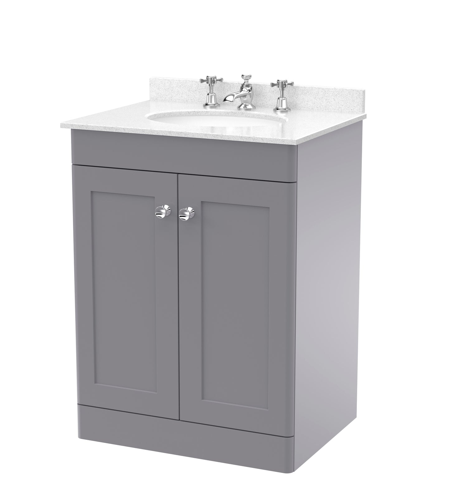 NUIE 600mm Floor Standing 2 Door Vanity & Marble Top 3TH