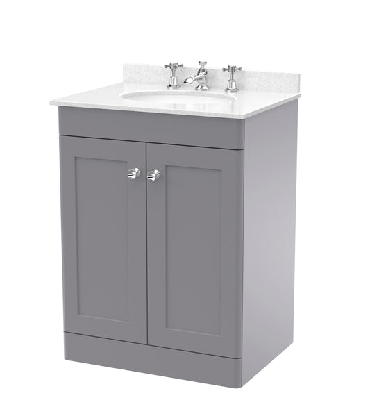 NUIE 600mm Floor Standing 2 Door Vanity & Marble Top 3TH