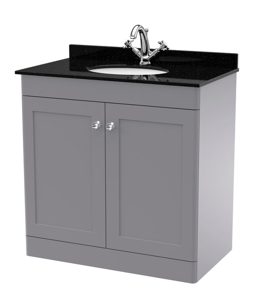 NUIE 800mm Floor Standing 2 Door Vanity & Marble Top 1TH