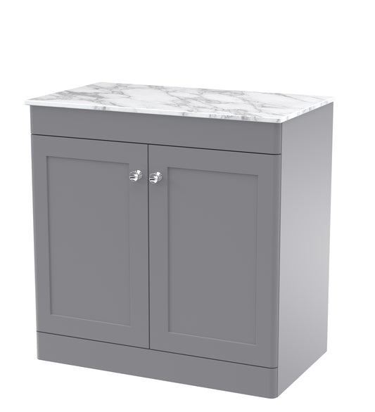 NUIE 800mm Floor Standing 2-Door Vanity with Marble Top