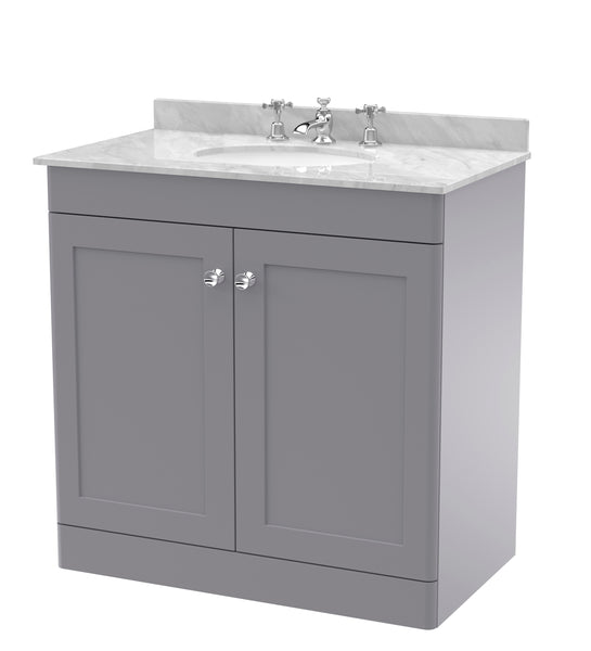 NUIE 800mm Floor Standing 2 Door Vanity & Marble Top 3TH
