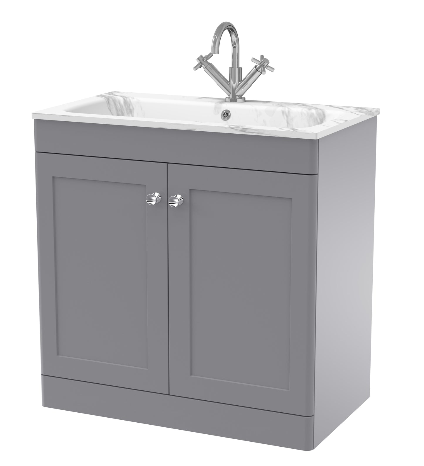 NUIE 800mm Floor Standing 2-Door  Unit & Stone Basin 1TH