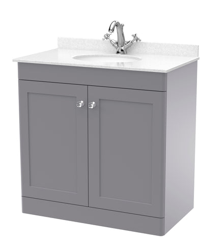 NUIE 800mm Floor Standing 2 Door Vanity & Marble Top 1TH