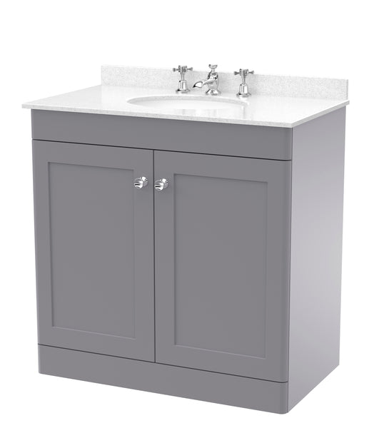 NUIE 800mm Floor Standing 2 Door Vanity & Marble Top 3TH