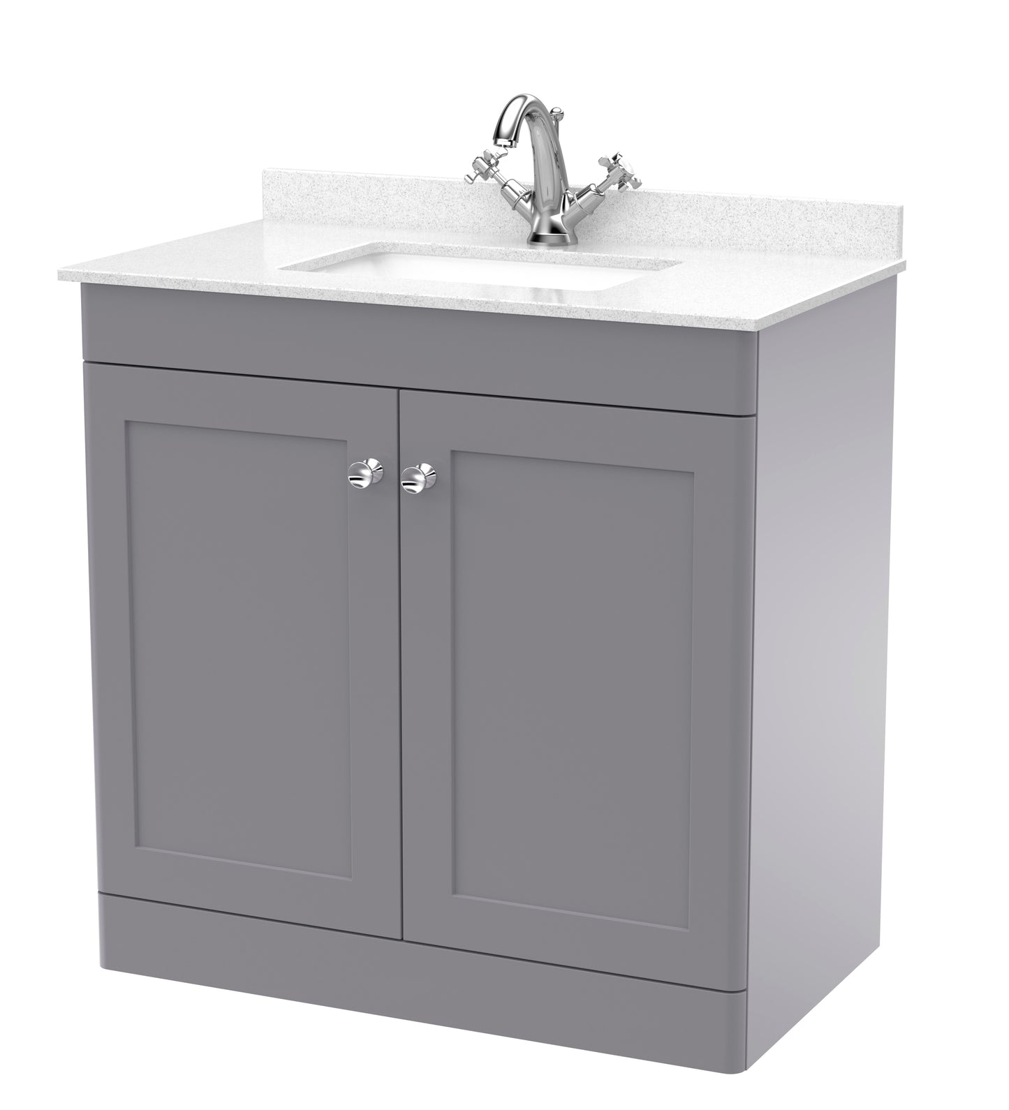 NUIE 800mm Floor Standing 2 Door Vanity & Marble Top 1TH