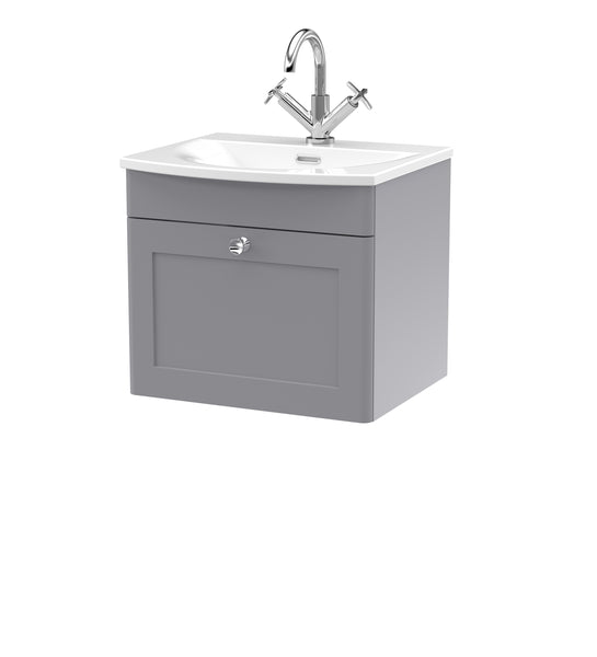 NUIE 500mm Wall Hung 1-Drawer Unit & Curved Basin