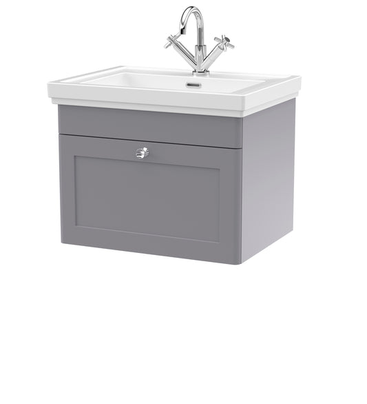 NUIE 600mm Wall Hung 1-Drawer Vanity & Basin 1TH