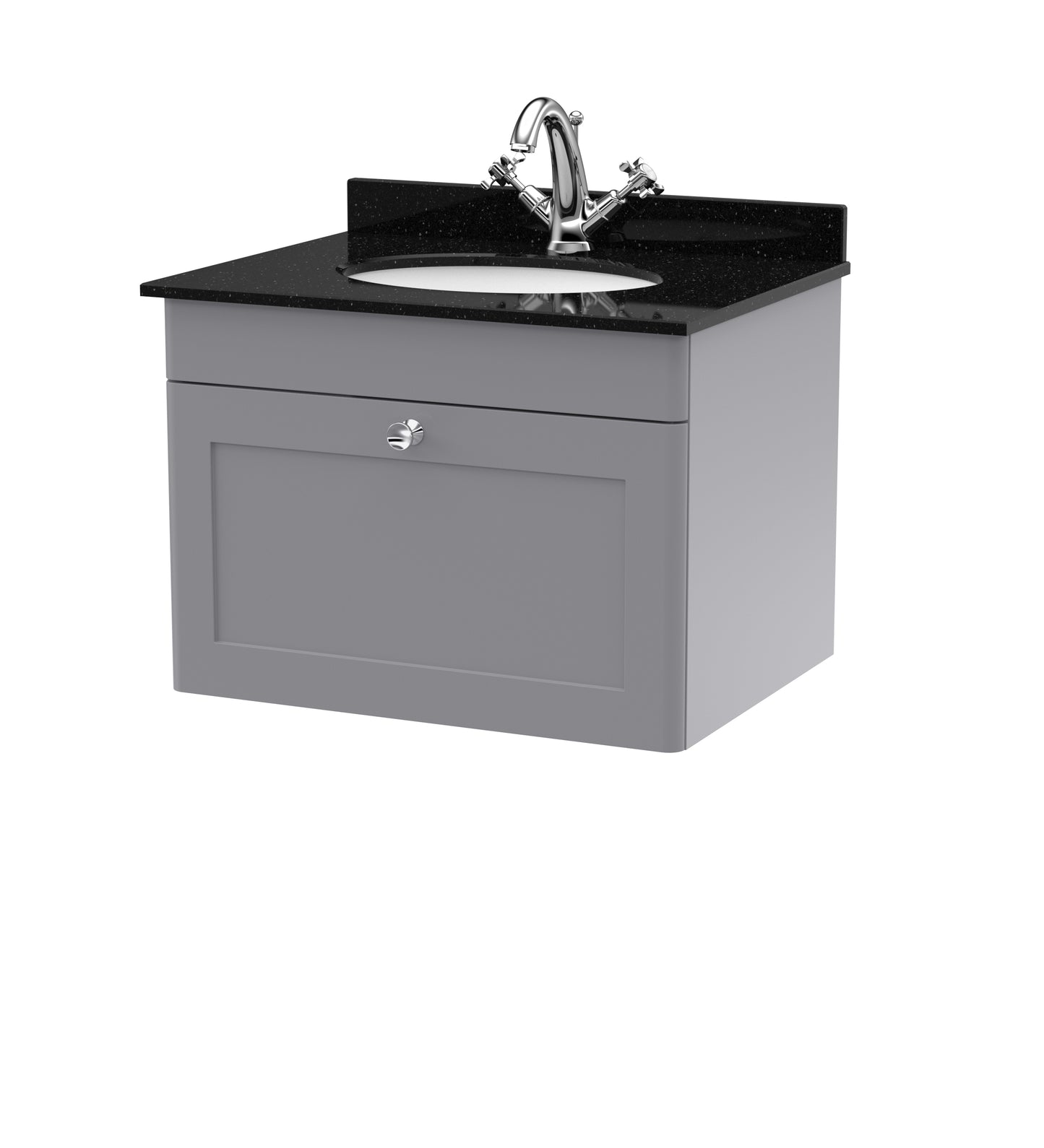NUIE 600mm Wall Hung 1 Drawer Vanity & Marble Top 1TH