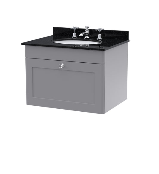NUIE 600mm Wall Hung 1 Drawer Vanity & Marble Top 3TH