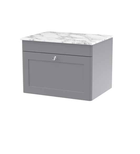 NUIE 600mm Wall Hung 1-Drawer Vanity with Marble Top