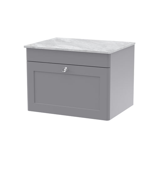 NUIE 600mm Wall Hung 1-Drawer Vanity with Marble Top