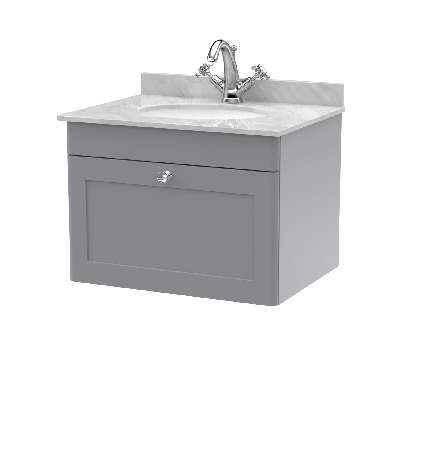 NUIE 600mm Wall Hung 1 Drawer Vanity & Marble Top 1TH