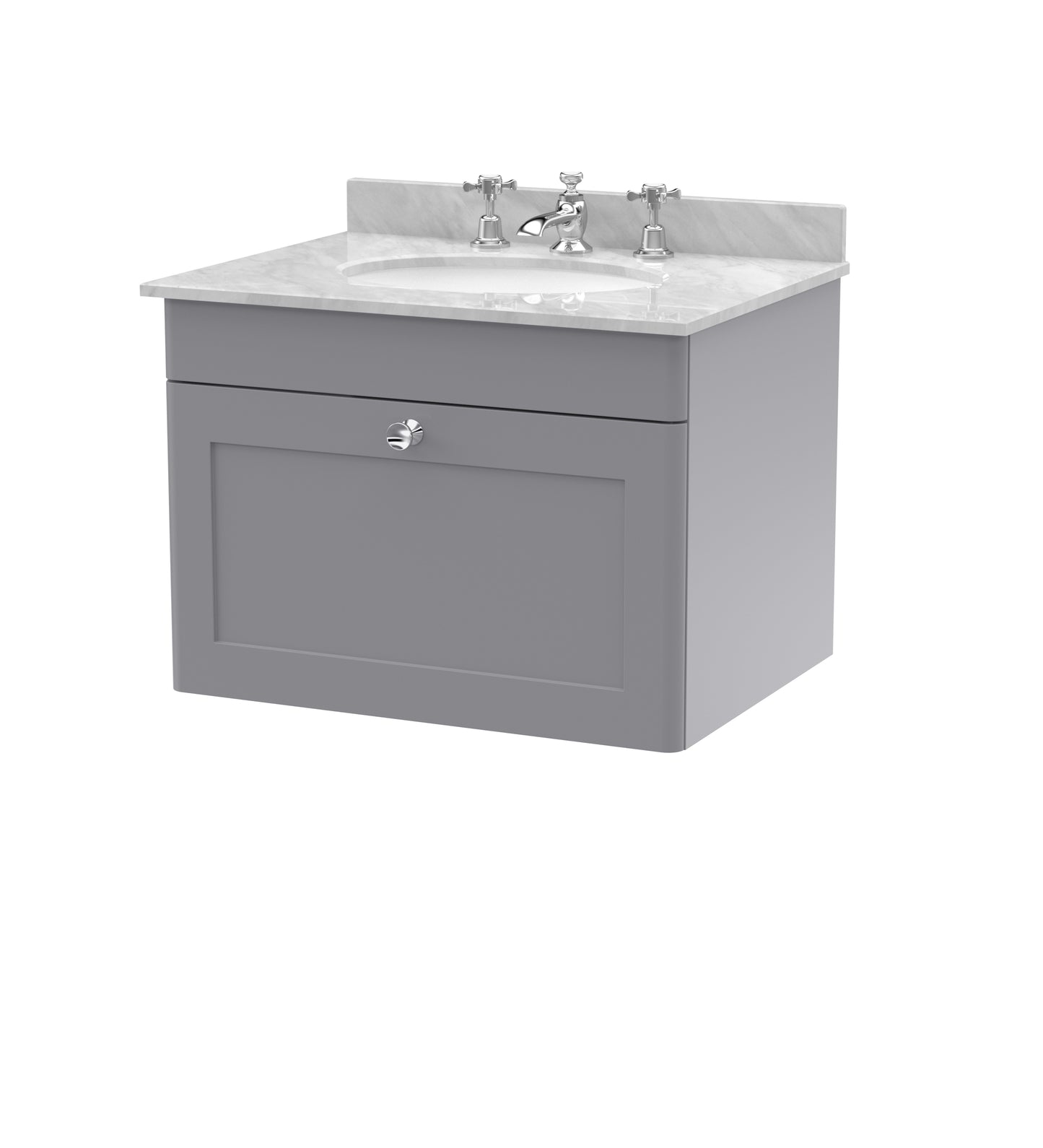 NUIE 600mm Wall Hung 1 Drawer Vanity & Marble Top 3TH