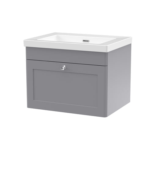 NUIE 600mm Wall Hung 1-Drawer Vanity with Basin - 0 Tap Hole