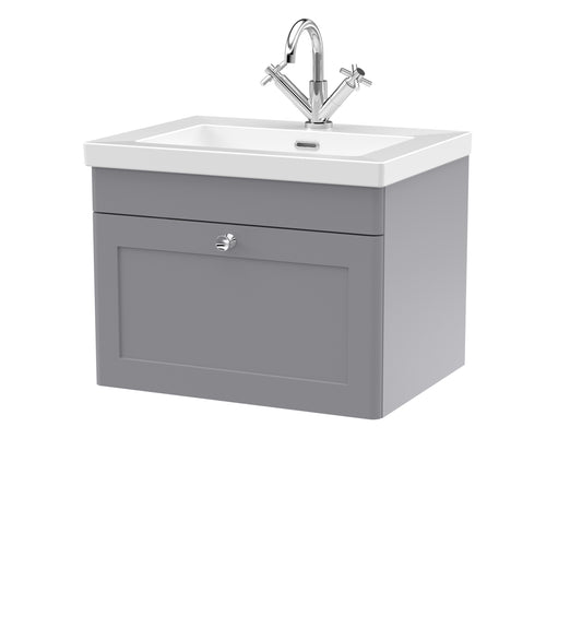 NUIE 600mm Wall Hung 1-Drawer Vanity with Basin - 1 Tap Hole