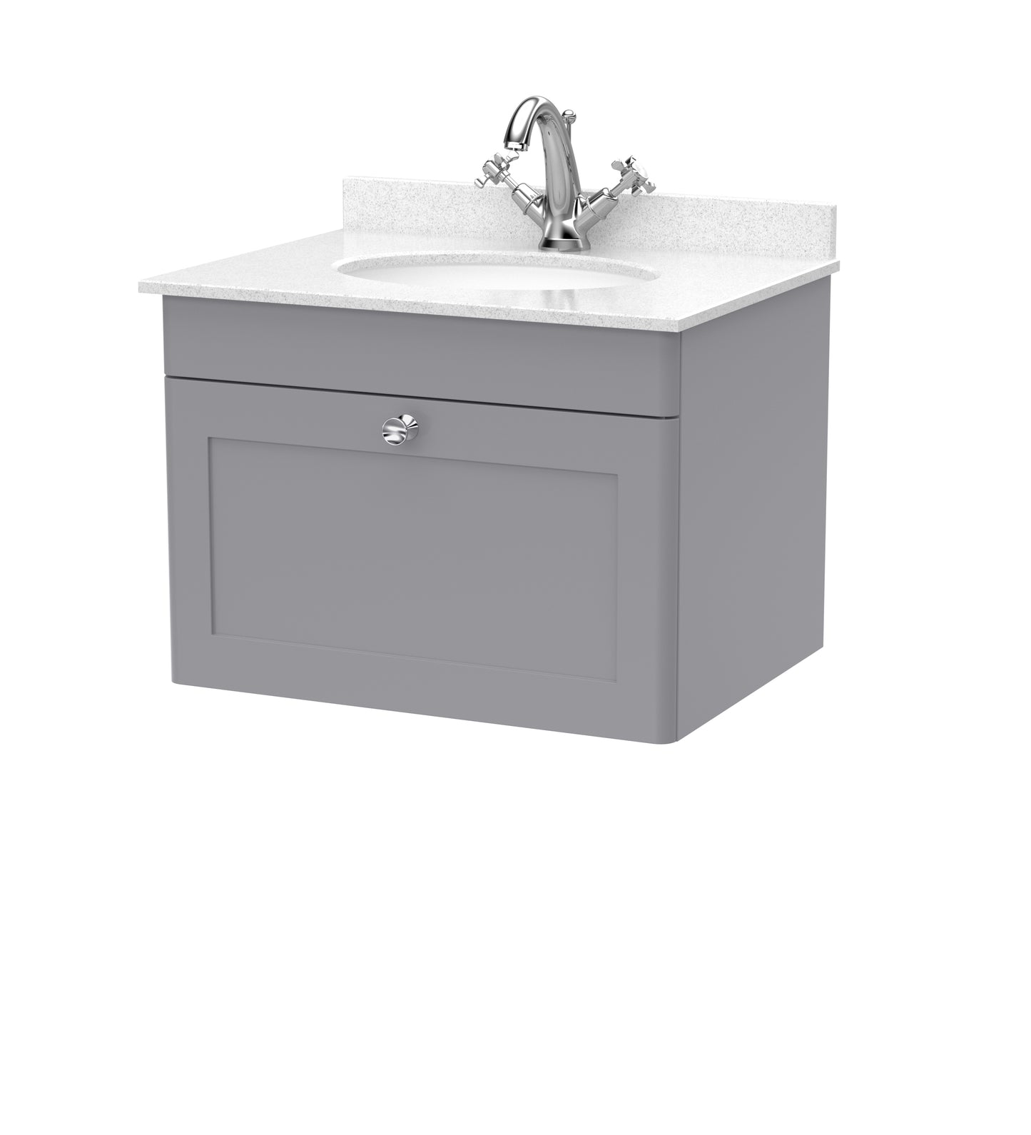 NUIE 600mm Wall Hung 1 Drawer Vanity & Marble Top 1TH