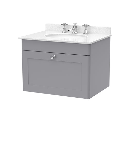 NUIE 600mm Wall Hung 1 Drawer Vanity & Marble Top 3TH