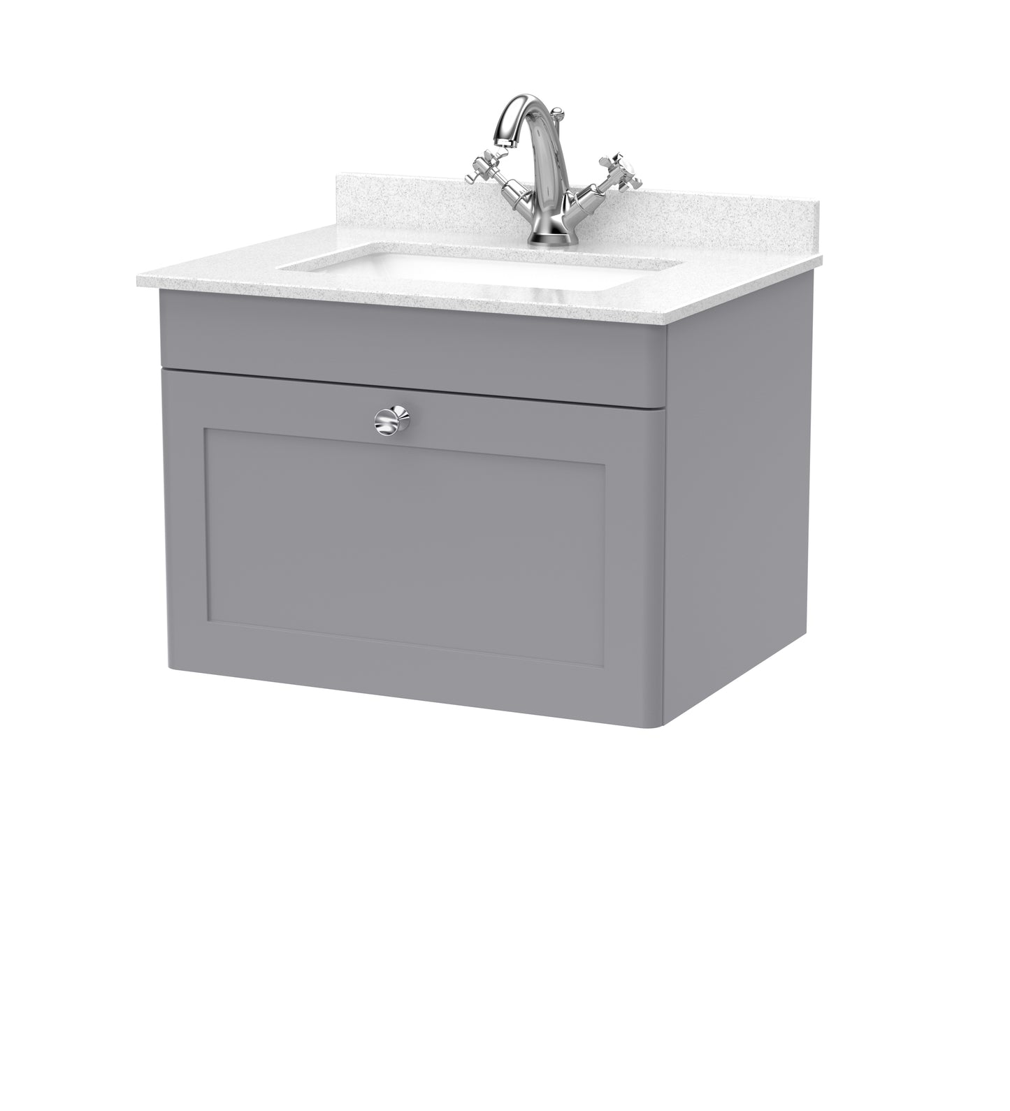 NUIE 600mm Wall Hung 1 Drawer Vanity & Marble Top 1TH