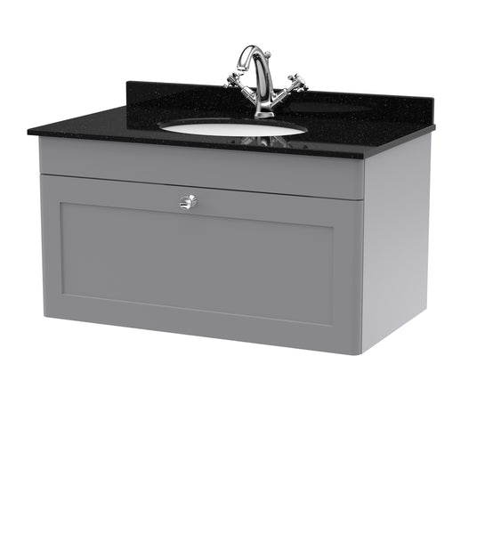 NUIE 800mm Wall Hung 1 Drawer Vanity & Marble Top 1TH