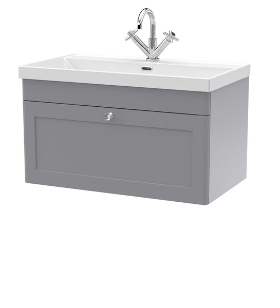 NUIE 800mm Wall Hung Single Drawer Vanity with Basin - 1 Tap Hole