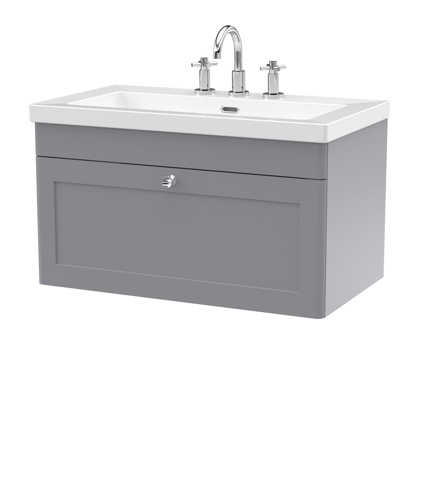 NUIE 800mm Wall Hung Single Drawer Vanity with Basin - 3 Tap Hole
