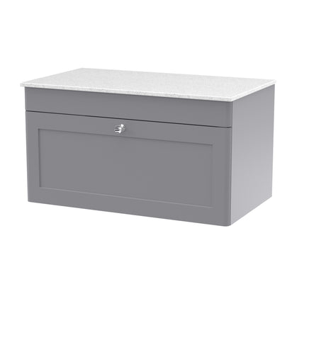 NUIE 800mm Wall Hung Single Drawer Vanity with Marble Top
