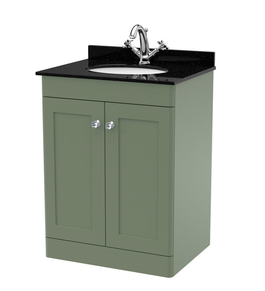 NUIE 600mm Floor Standing 2 Door Vanity & Marble Top 1TH