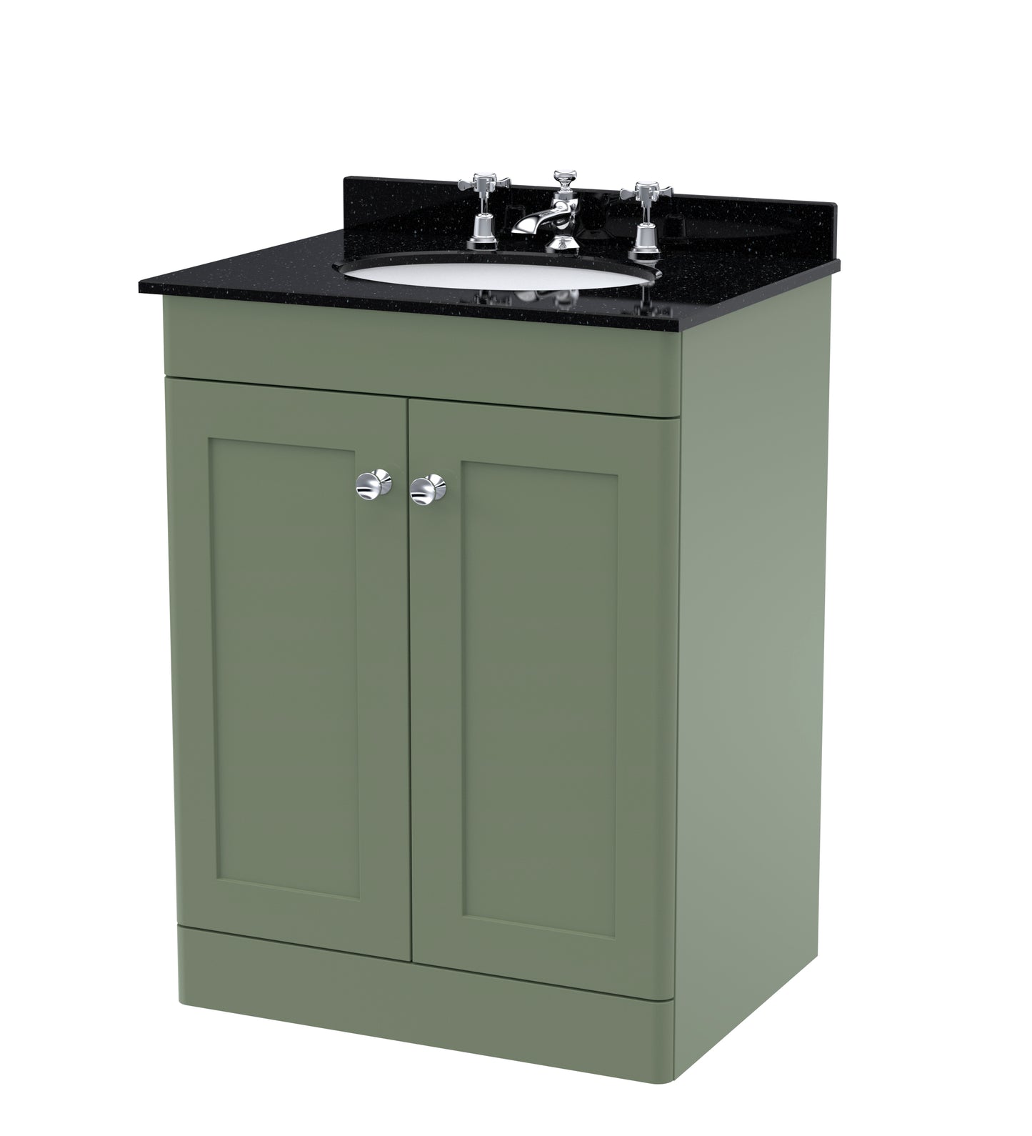 NUIE 600mm Floor Standing 2 Door Vanity & Marble Top 3TH