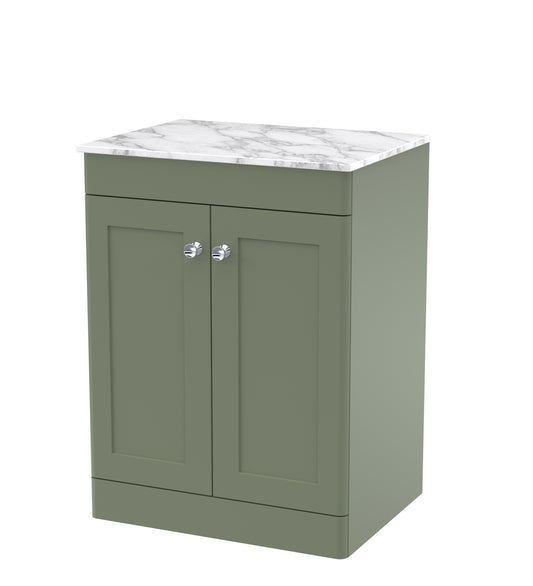 NUIE 600mm Floor Standing 2-Door Vanity with Marble Top