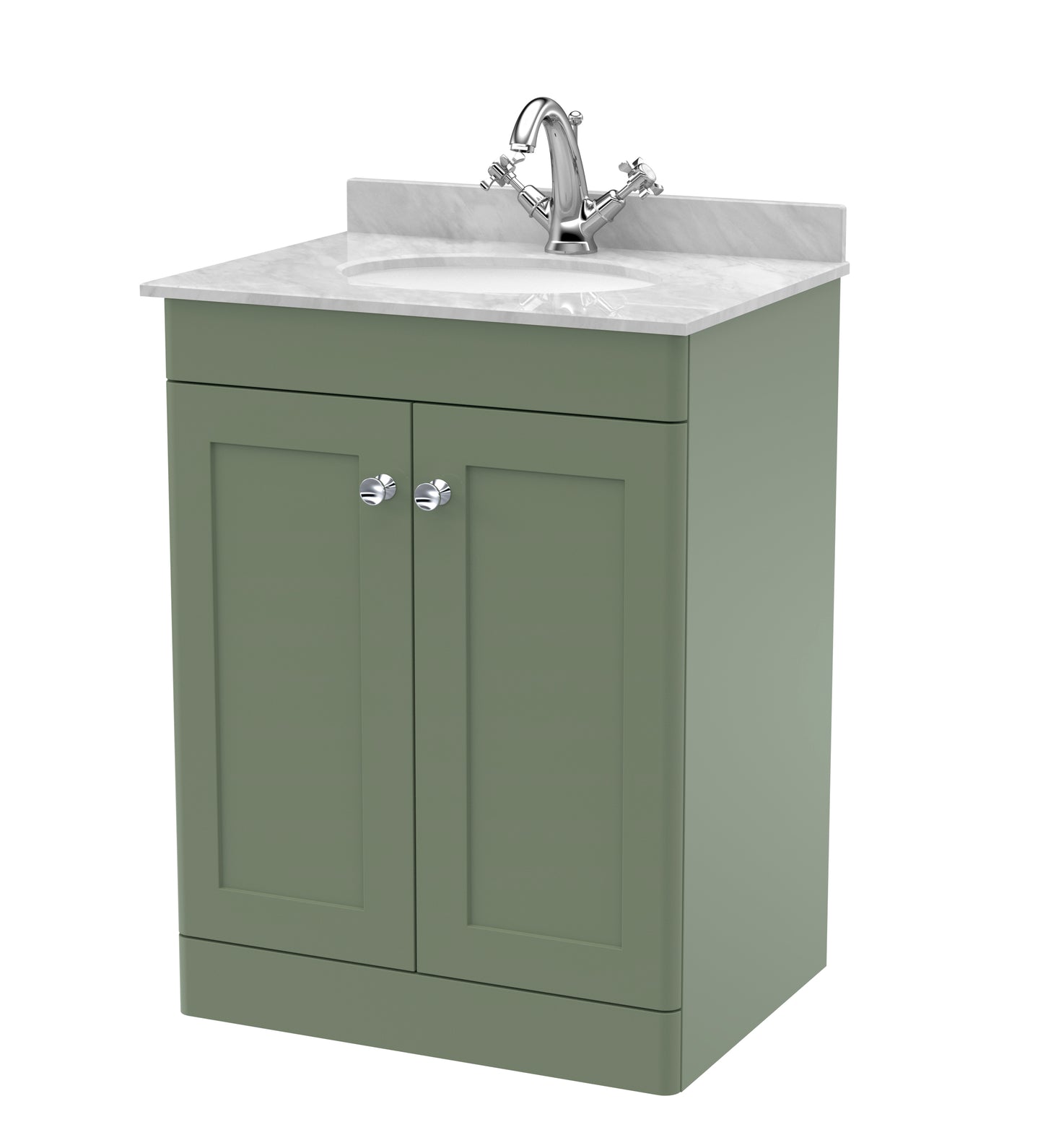 NUIE 600mm Floor Standing 2 Door Vanity & Marble Top 1TH