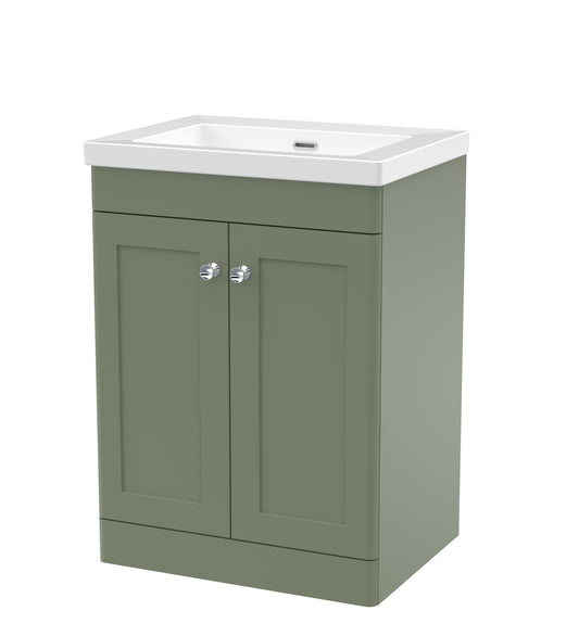 NUIE 600mm Floor Standing 2-Door Vanity with Basin - 0 Tap Hole