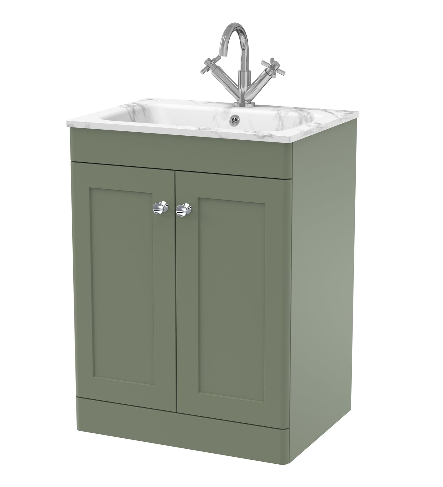 NUIE 600mm Floor Standing 2-Door Unit & Stone Basin 1TH