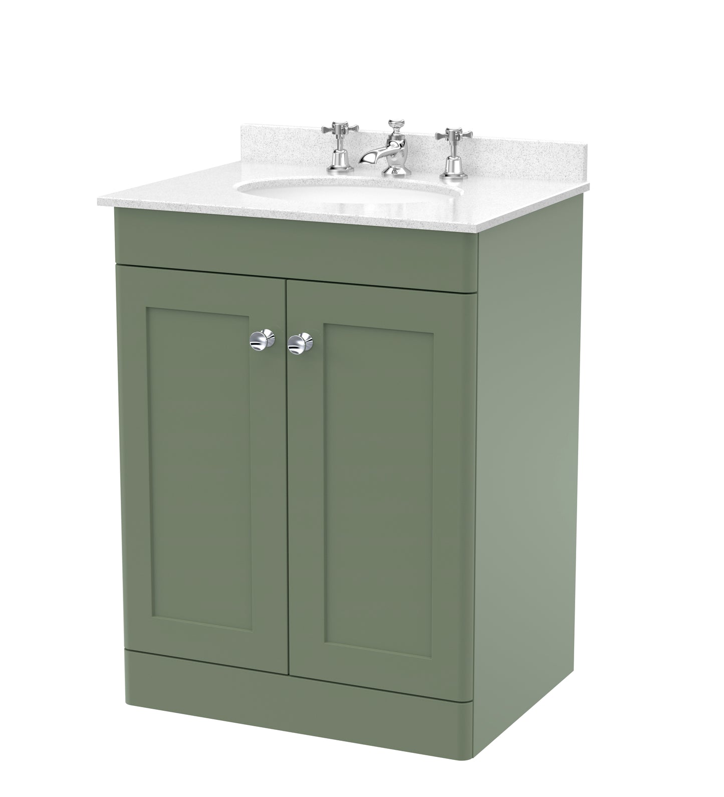 NUIE 600mm Floor Standing 2 Door Vanity & Marble Top 3TH