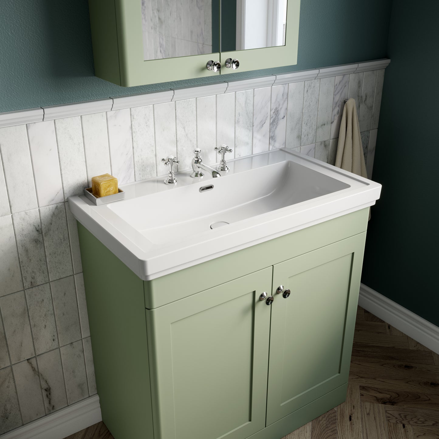 NUIE 600mm Floor Standing 2-Door Vanity & Basin 3TH