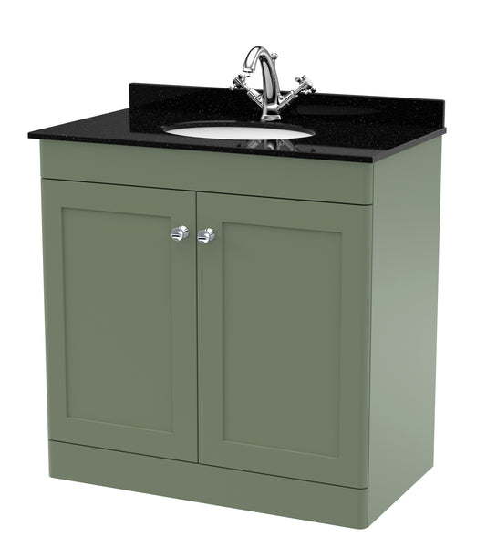 NUIE 800mm Floor Standing 2 Door Vanity & Marble Top 1TH