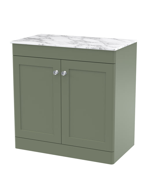 NUIE 800mm Floor Standing 2-Door Vanity with Marble Top