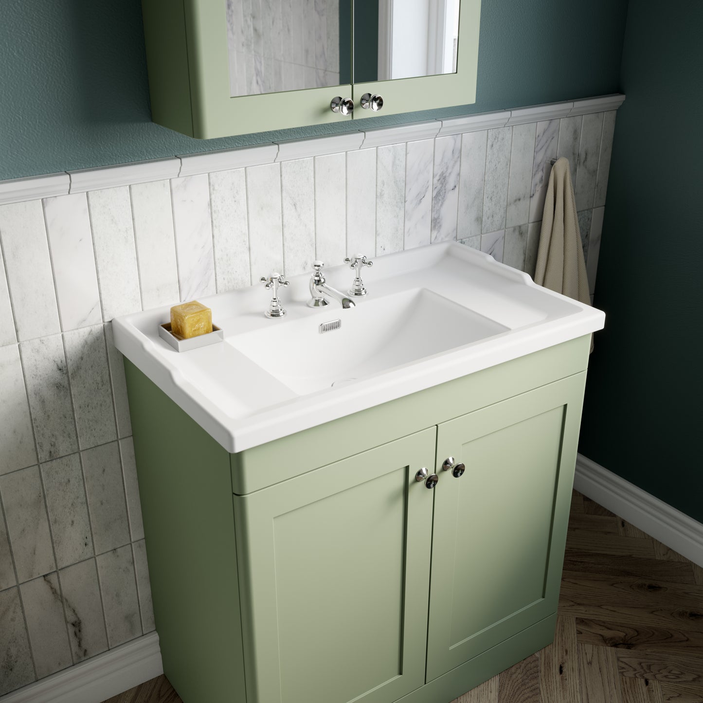 NUIE 800mm Floor Standing 2 Door Vanity & Basin 3TH