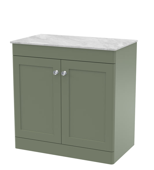 NUIE 800mm Floor Standing 2-Door Vanity with Marble Top